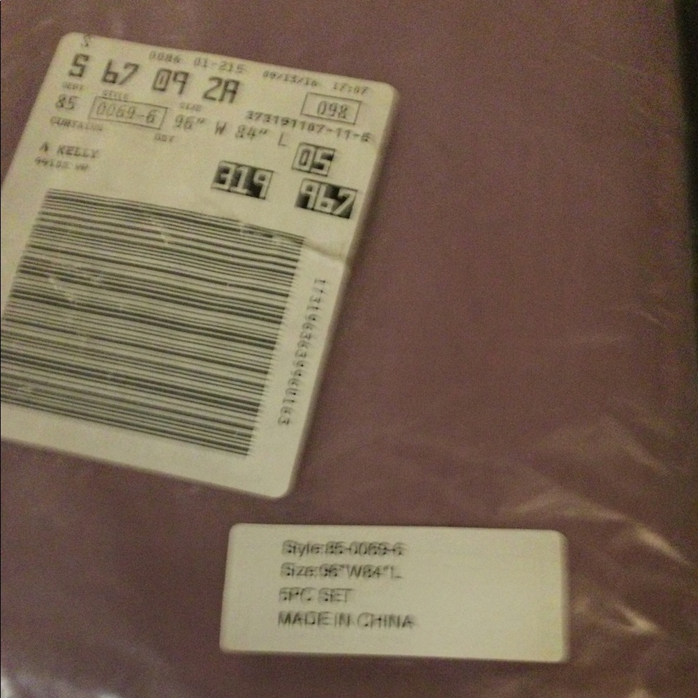 BRYLANE home 5pc purple curtain set 96”w 84”l